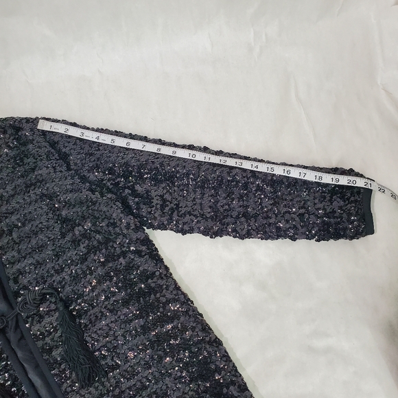 Vintage Henry Higgins Solid Black Sequin Fully Lined Evening Jacket New Year's - Picture 11 of 11